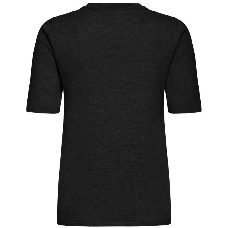 Zwarte knitted o - neck ss top Luls - Capuchon Fashion