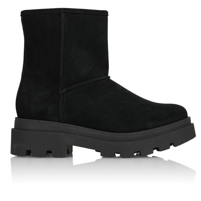 Zwarte korte suede bikerboots Oslo - Capuchon Fashion