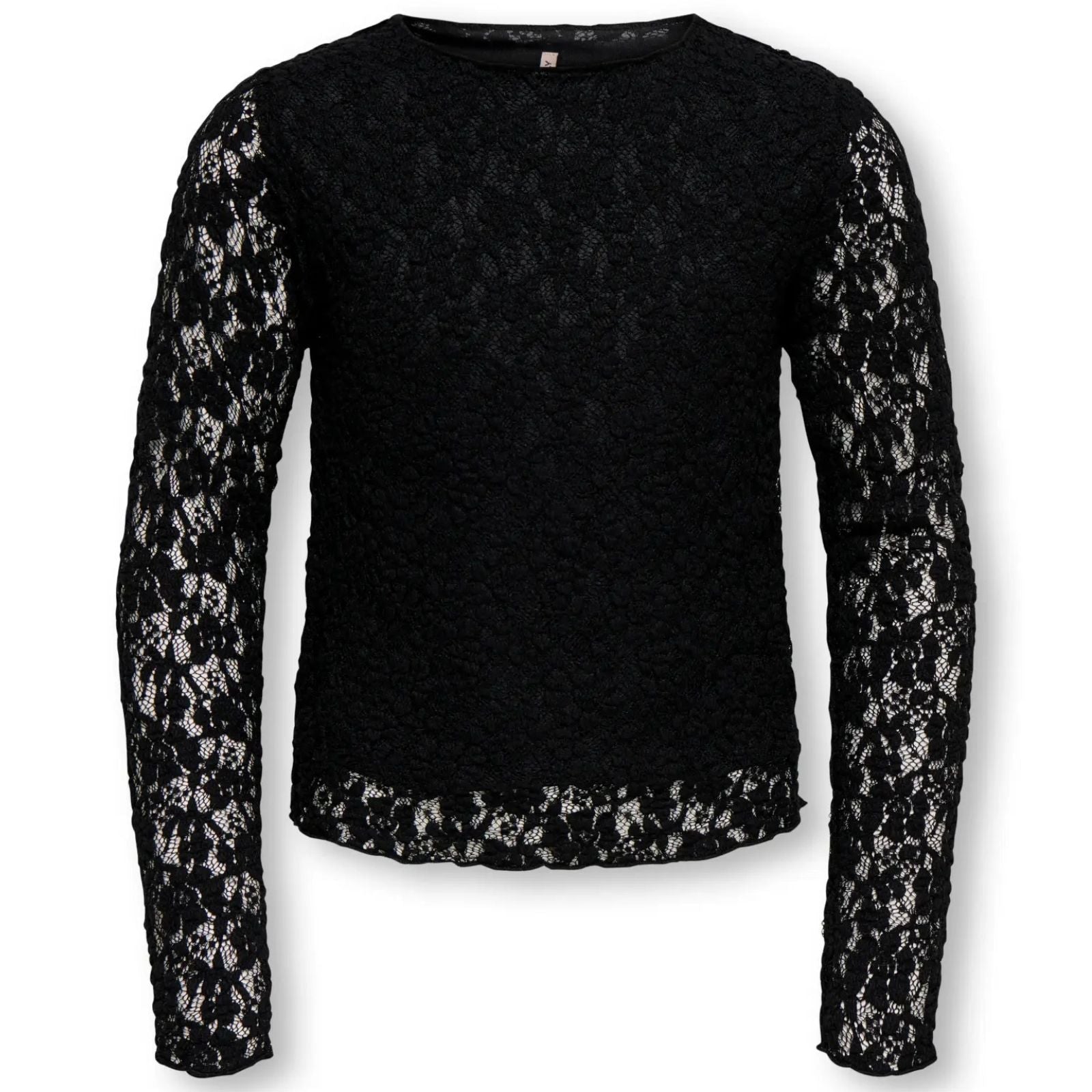 Zwarte longsleeve lace top Leika - Capuchon Fashion