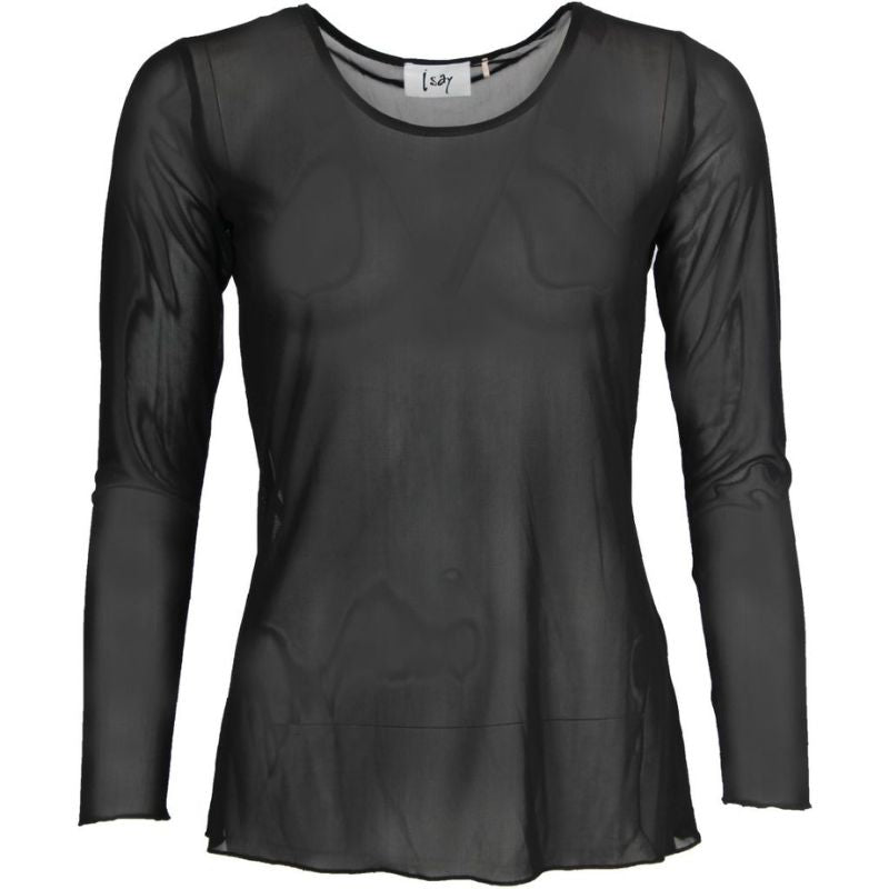 Zwarte longsleeve meshtop Fifi - Capuchon Fashion