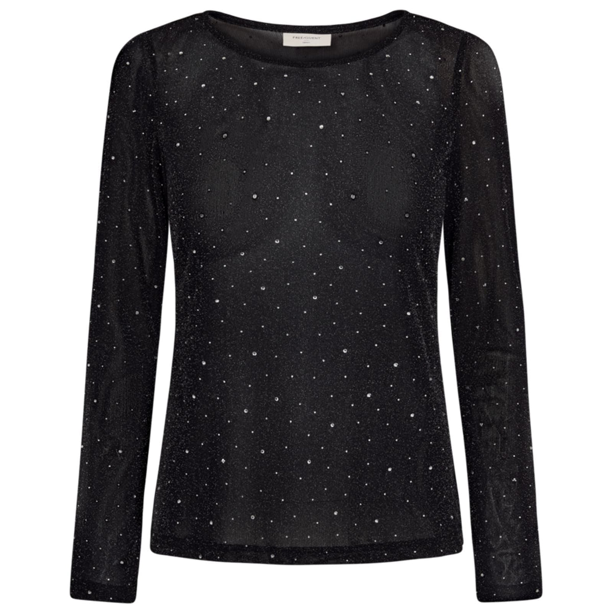 Zwarte mesh met rhinestones tee Isso - Capuchon Fashion