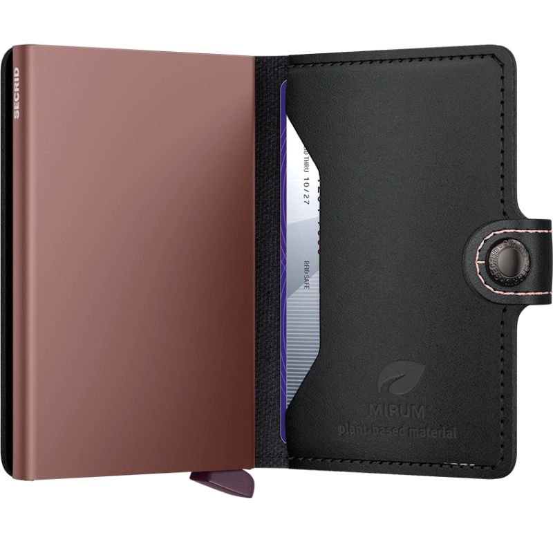 Zwarte miniwallet MIRUM Plant - Based Black Rose - Capuchon Fashion