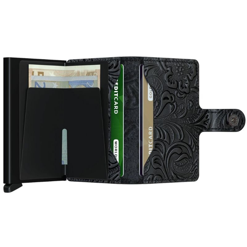 Zwarte miniwallet Ornament - Capuchon Fashion