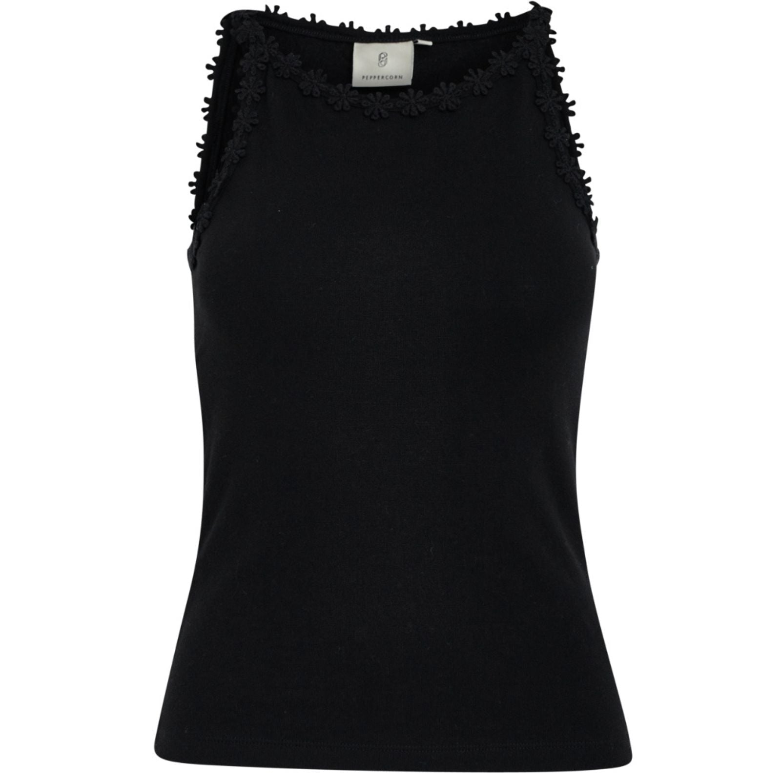 Zwarte organic GOTS strap top Alice - Capuchon Fashion