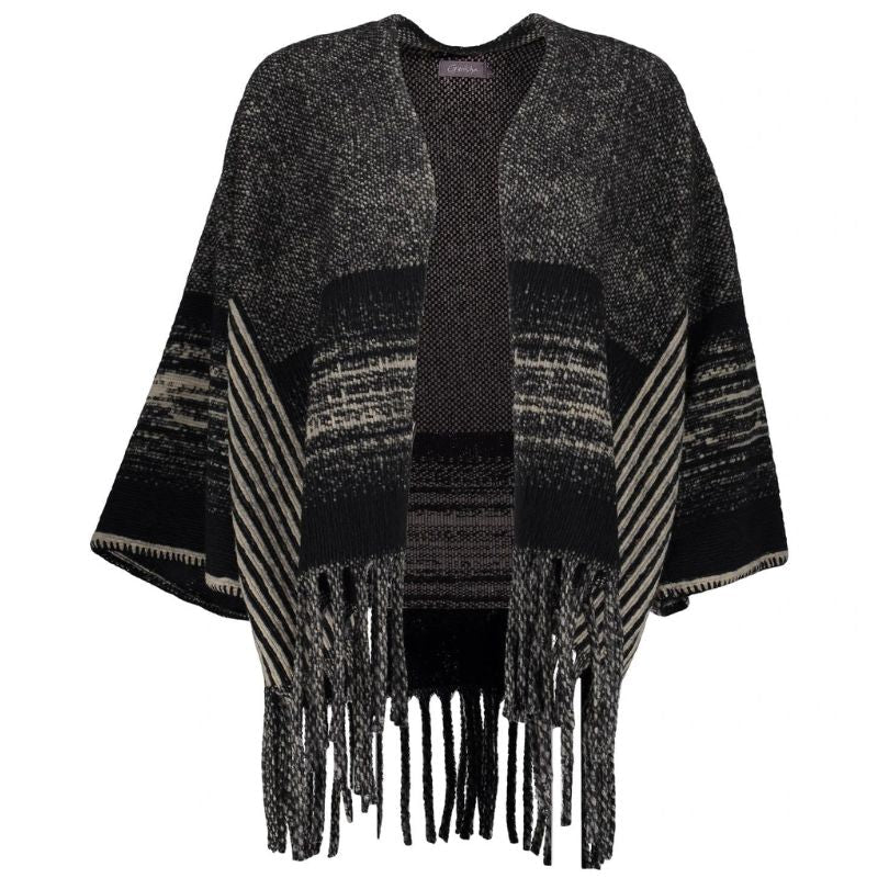 Zwarte poncho 44600 - Capuchon Fashion