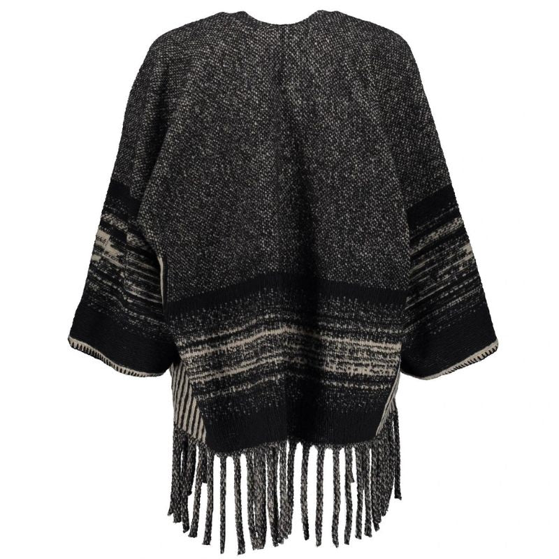 Zwarte poncho 44600 - Capuchon Fashion