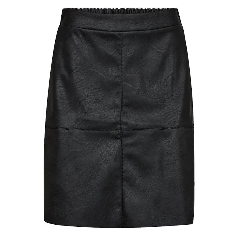 Zwarte PU leather midi rok Harley - Capuchon Fashion