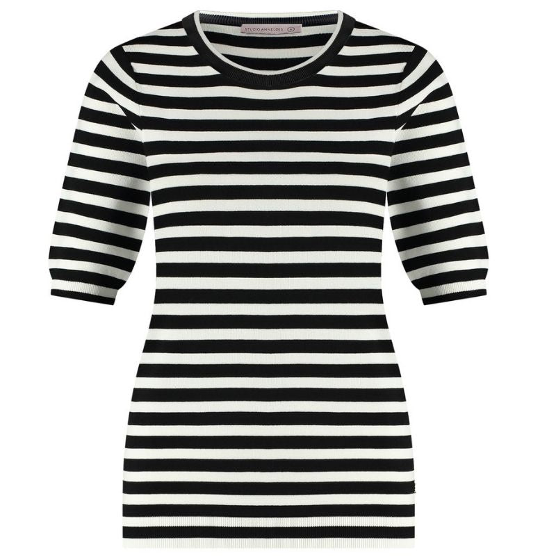 Zwarte pullover Luna stripe slv - Capuchon Fashion