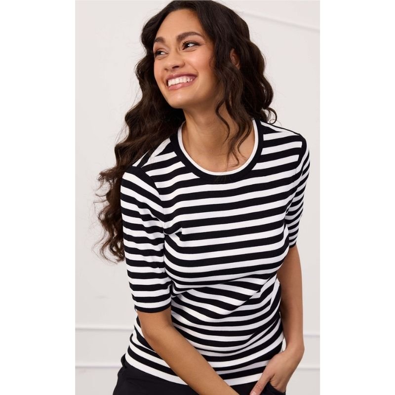 Zwarte pullover Luna stripe slv - Capuchon Fashion