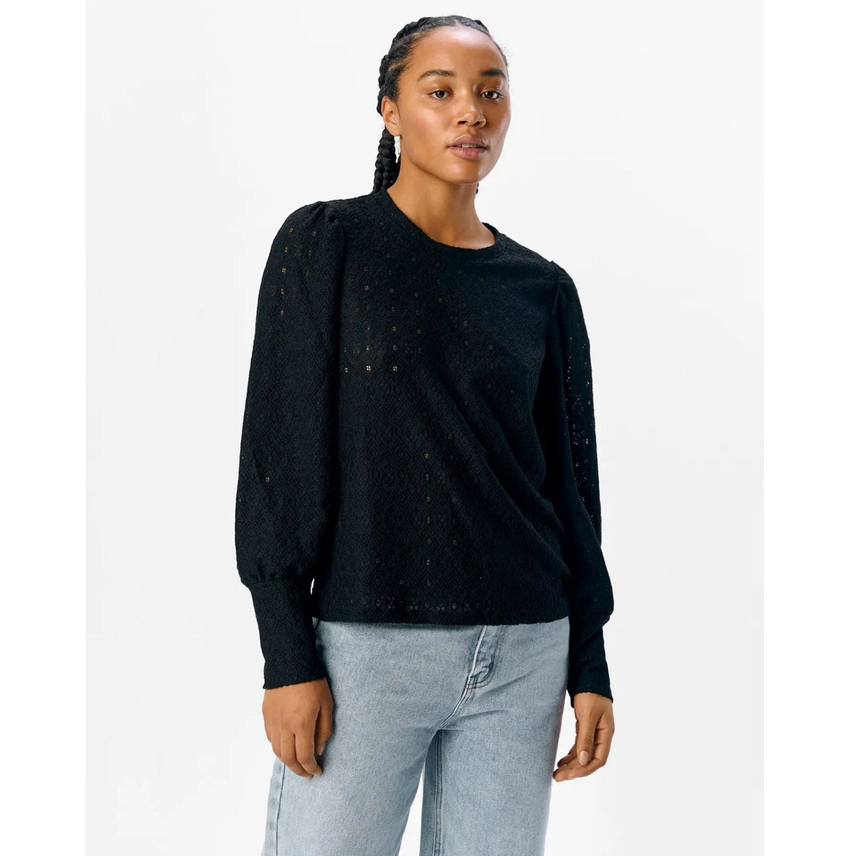Zwarte regular longsleeve top Laila - Capuchon Fashion