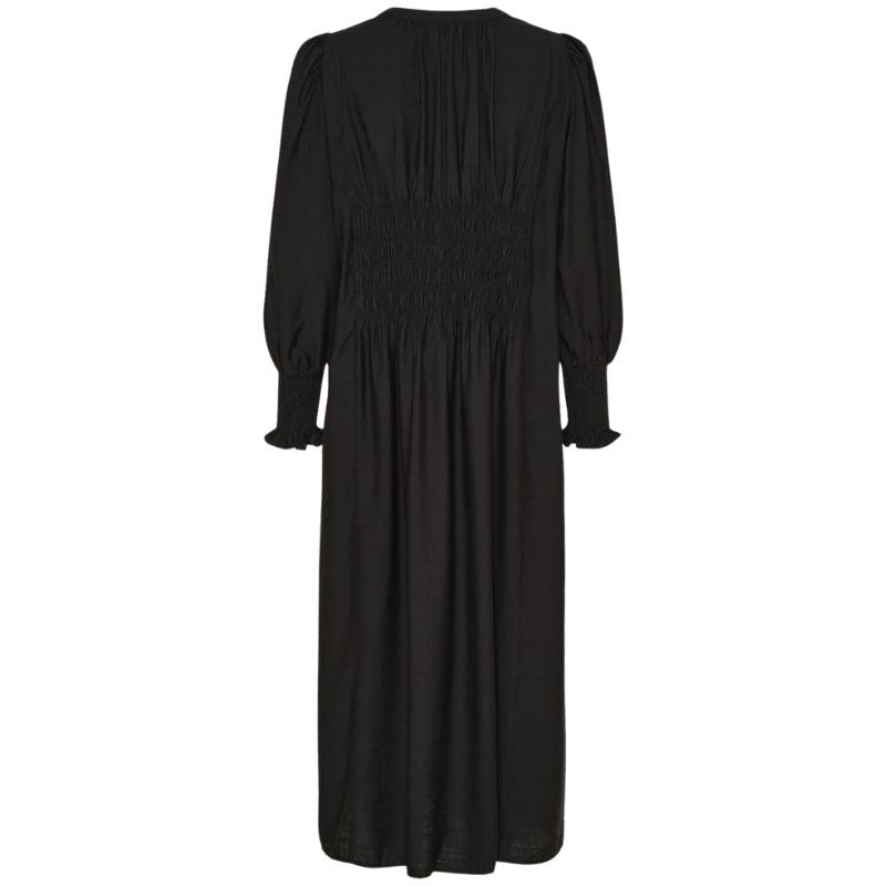 Zwarte smock v-neck lange jurk Ane - Capuchon Fashion