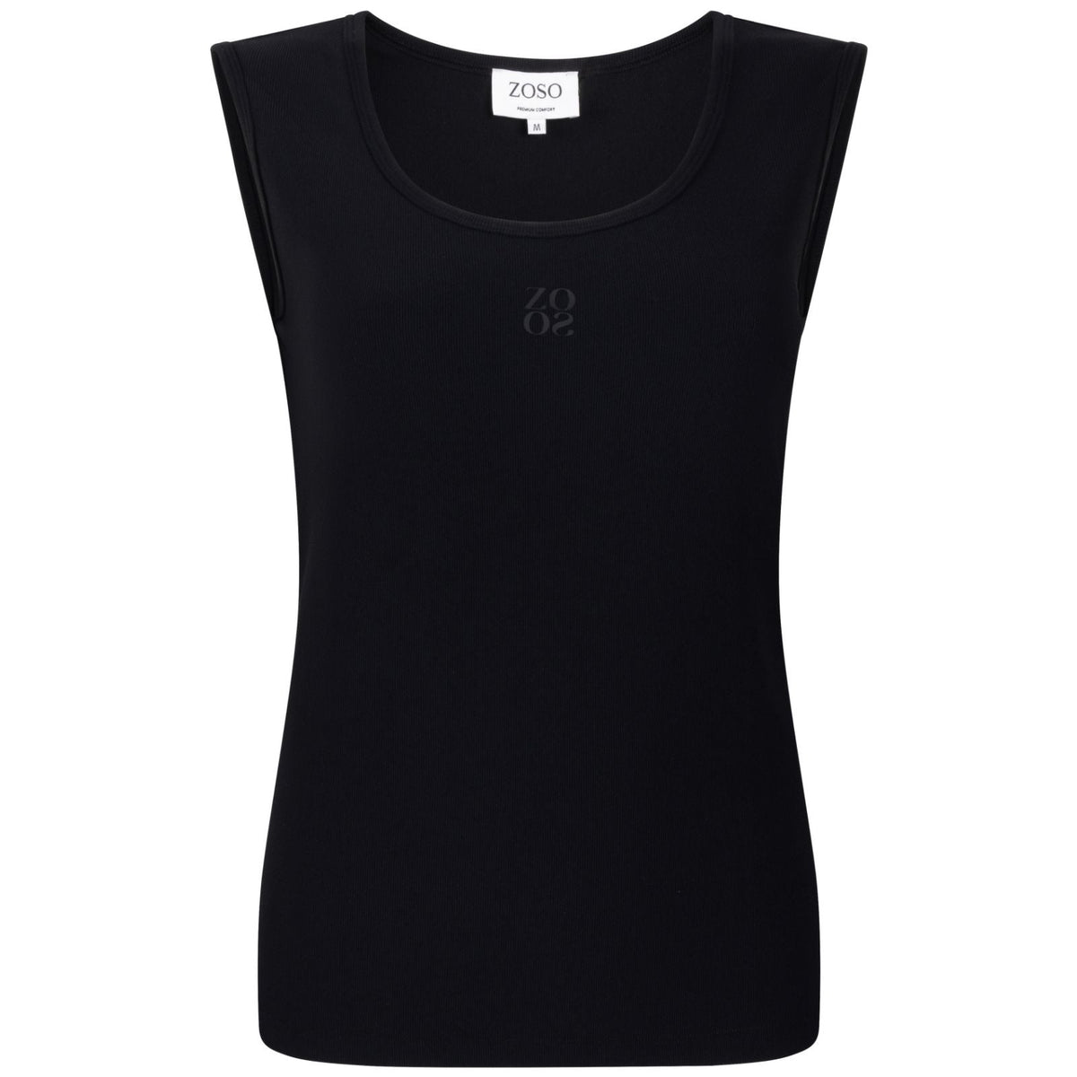 Zwarte travel mouwloze rib top Suus - Capuchon Fashion