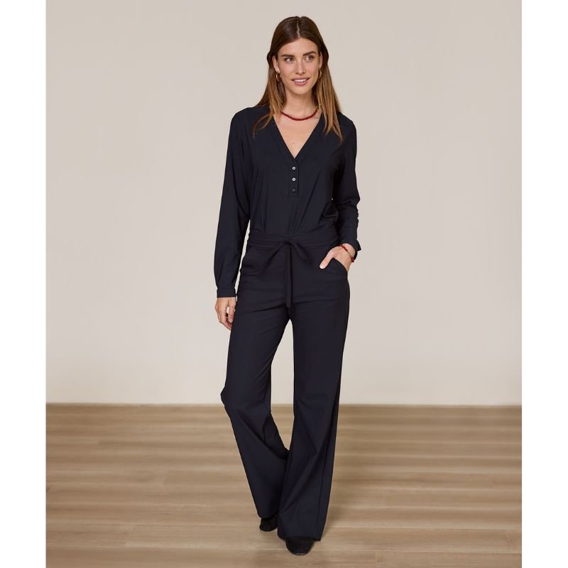 Zwarte travel v-hals blouse Evi - Capuchon Fashion