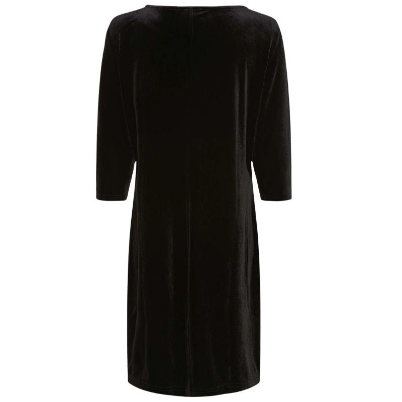 Zwarte velvet driekwartmouw jurk Ewy - Capuchon Fashion