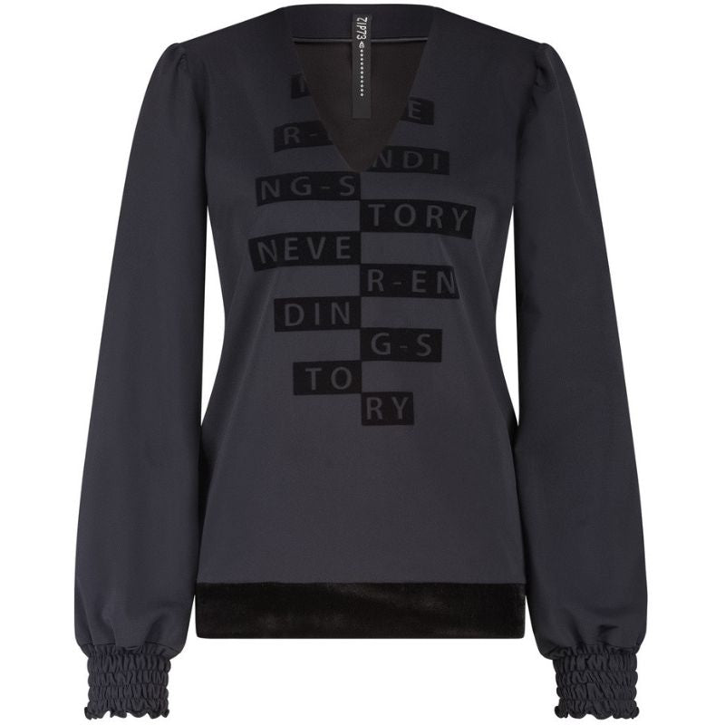 Zwarte velvet top V Never Ending - Capuchon Fashion