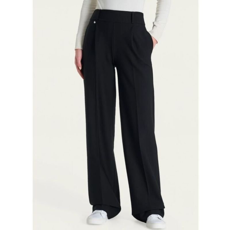 Zwarte wide leg compact broek Palazzo - Capuchon Fashion