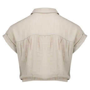 Beige blouse Crop met Knot - Capuchon Fashion