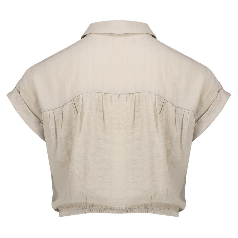 Beige blouse Crop met Knot - Capuchon Fashion