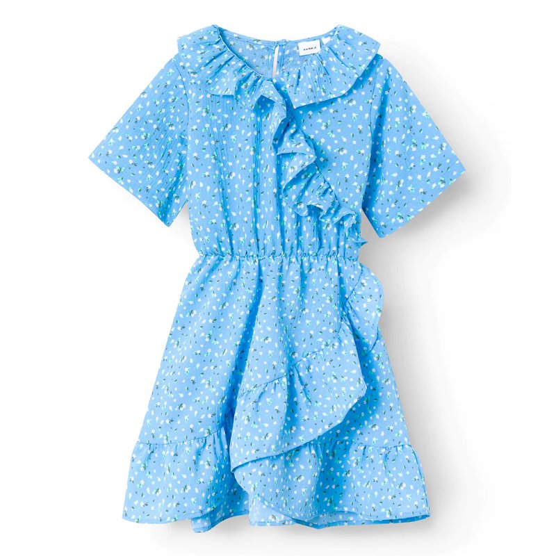 Blauw geprinte jurk Faninna - Capuchon Fashion
