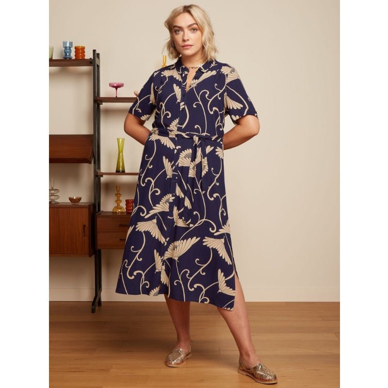 Blauw geprinte jurk Olive Pixy - Capuchon Fashion