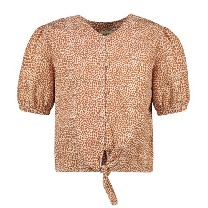 Camelbruine dot knotted blouse - Capuchon Fashion