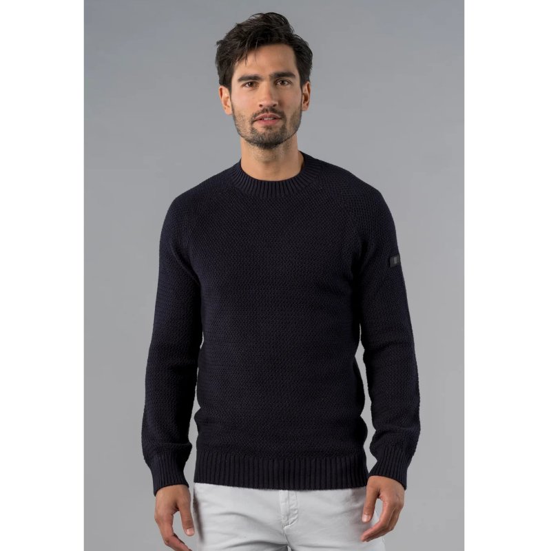 Donkerblauwe round neck pullover Bruce - Capuchon Fashion