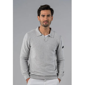 Grey Melange polo pullover Charles - Capuchon Fashion