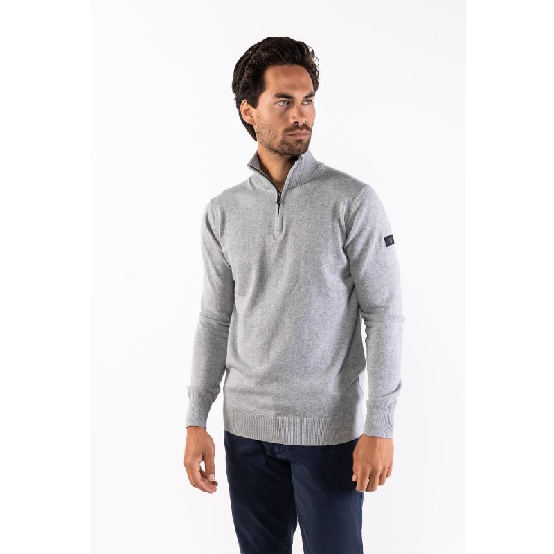 Grey zip knitted pullover Lewis - Capuchon Fashion