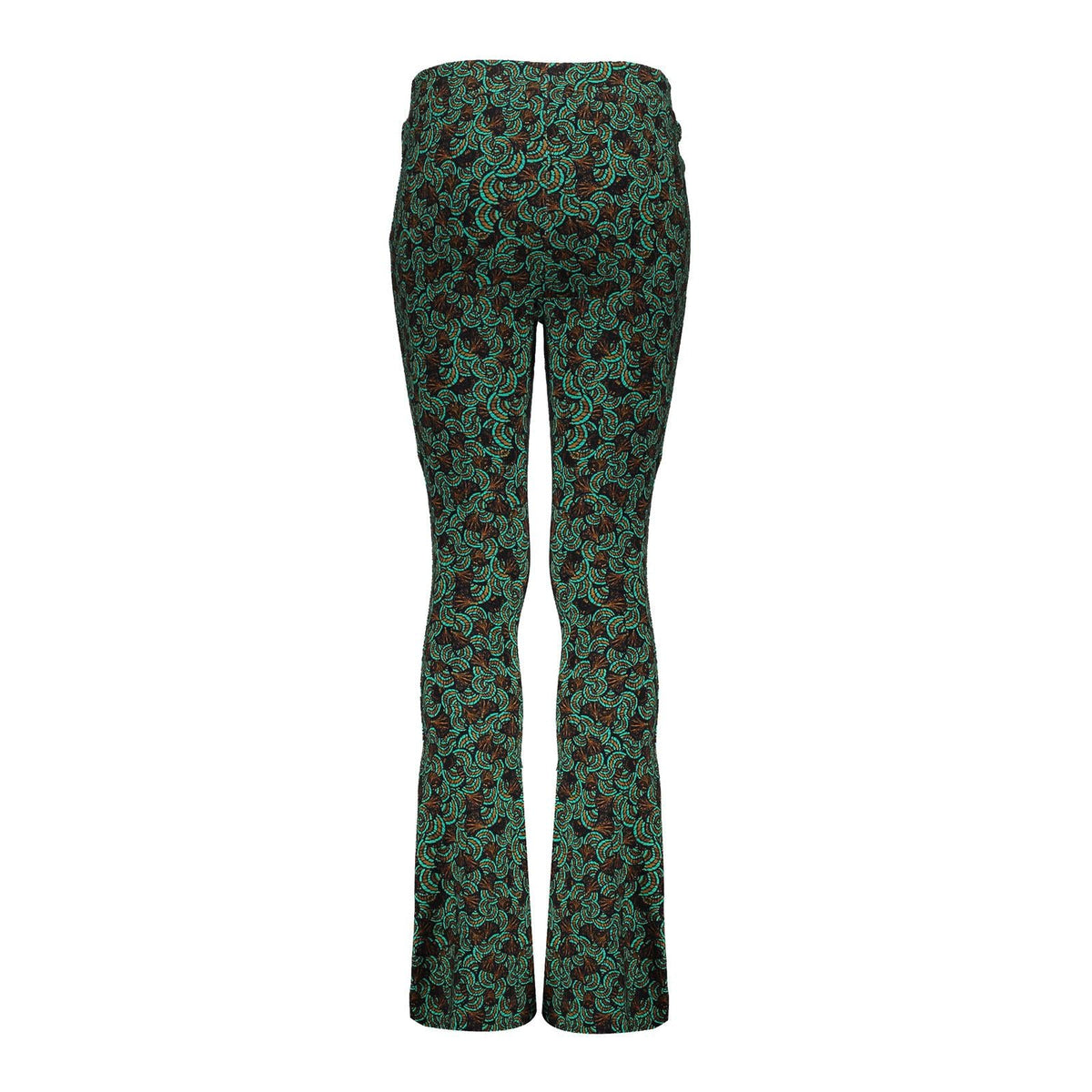 Groene flared broek AOP - Capuchon Fashion