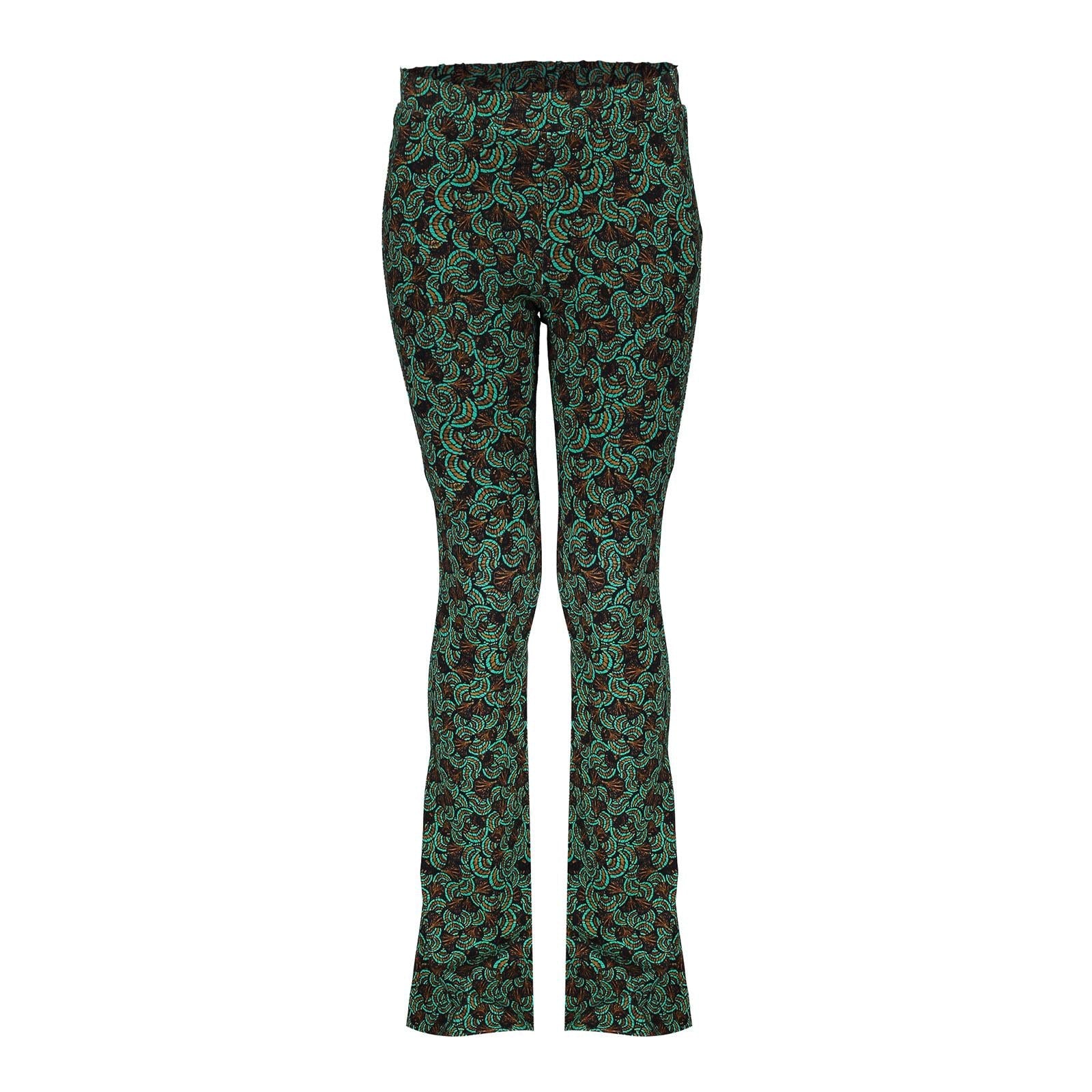 Groene flared broek AOP - Capuchon Fashion