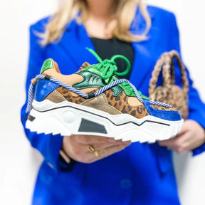 Groene sneaker Jupiter Leopard - Capuchon Fashion