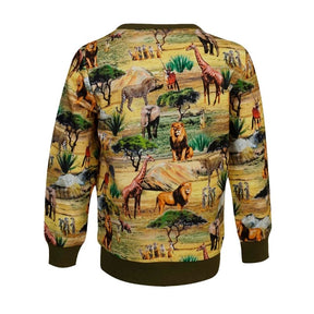 Khakigroene geprinte sweater Meromi - Capuchon Fashion