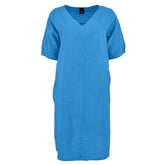 Kobaltblauwe linnen jurk Linde - Capuchon Fashion