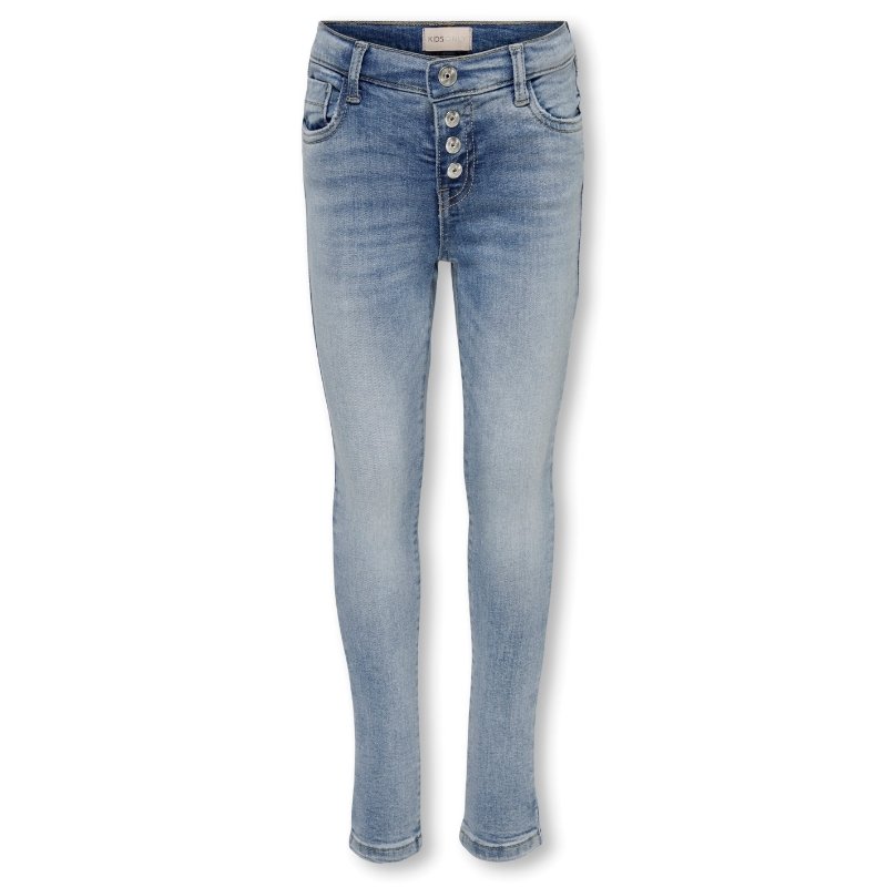 Light Blue Denim jeans Rose Button - Capuchon Fashion