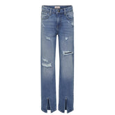 Medium Blue Denim destroyed wide jeans Astrid - Capuchon Fashion