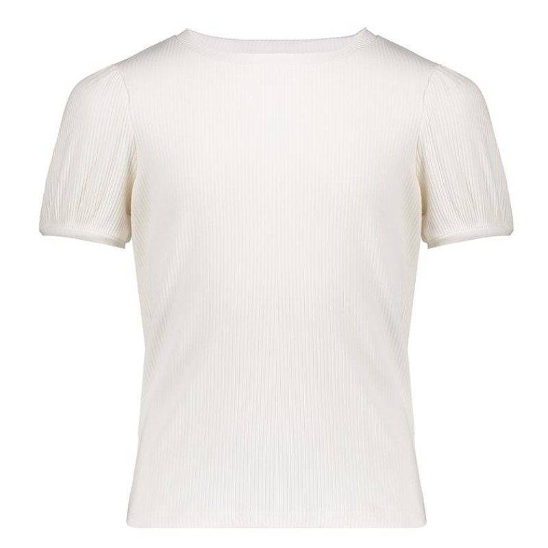Offwhite rib t-shirt Puffed Shoulders - Capuchon Fashion