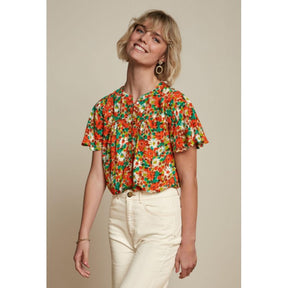 Oranje geprinte blouse Lisa Keylime - Capuchon Fashion