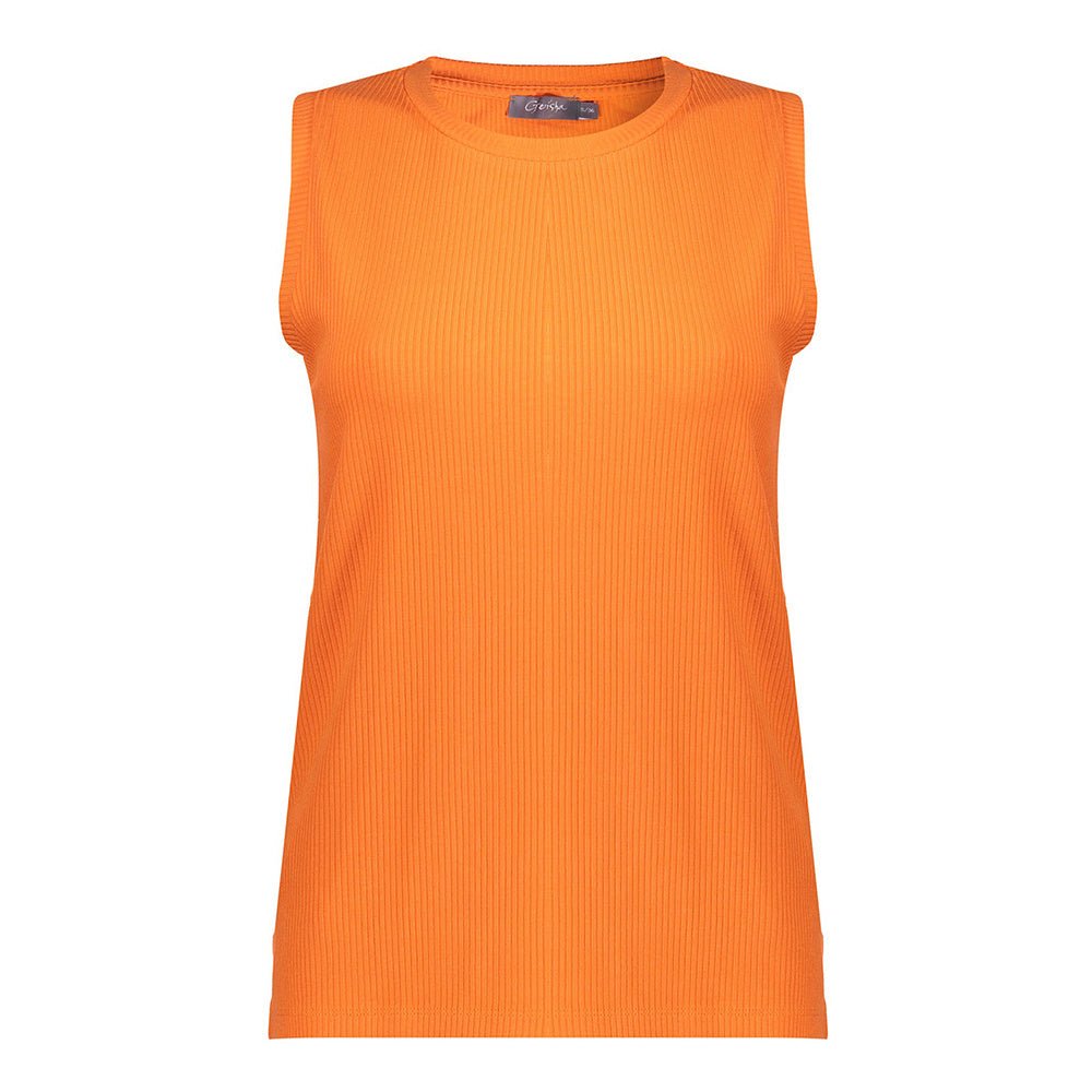 Oranje rib top Sleeveless - Capuchon Fashion