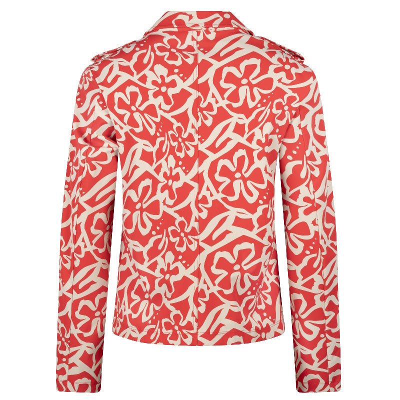 Rood geprinte jacket Maggy - Capuchon Fashion
