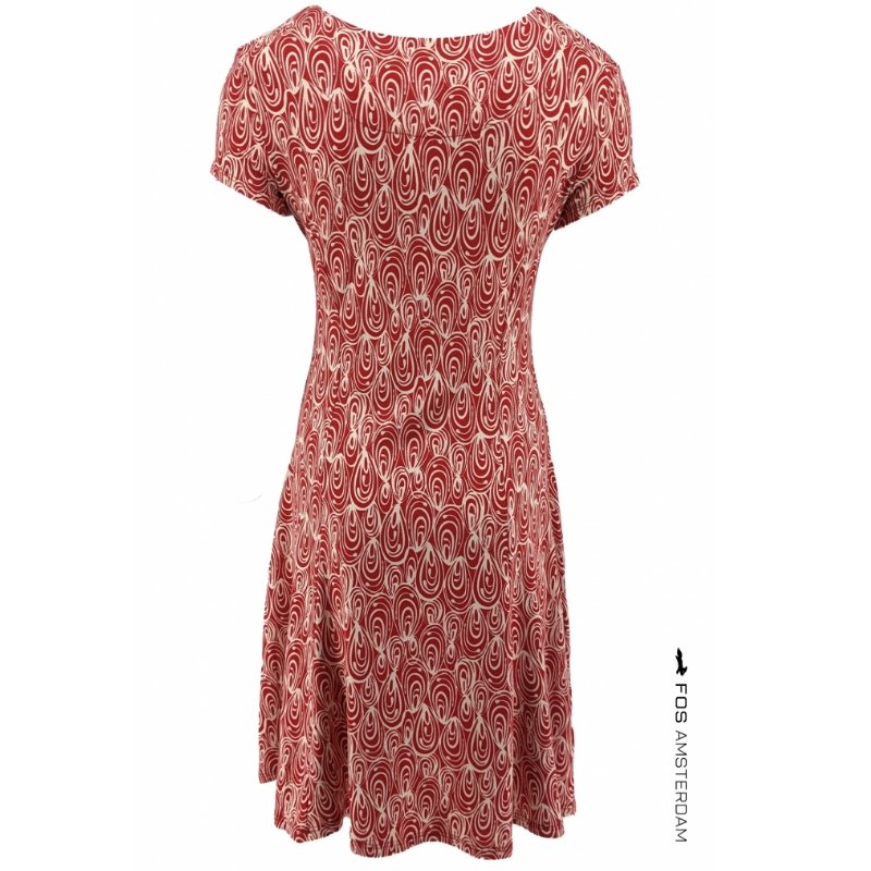 Rood geprinte jurk Aster Mossel - Capuchon Fashion