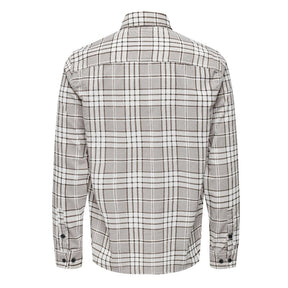Taupe geprint shirt Leo Check - Capuchon Fashion