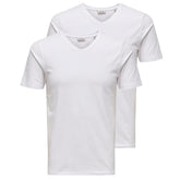 Witte 2-pack v-neck t-shirt Basic - Capuchon Fashion