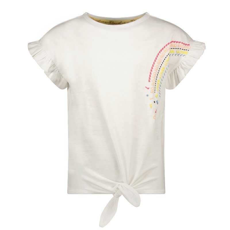 Witte knotted tee rainbow - Capuchon Fashion