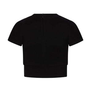 Zwart cropped t-shirt Rib Zip - Capuchon Fashion