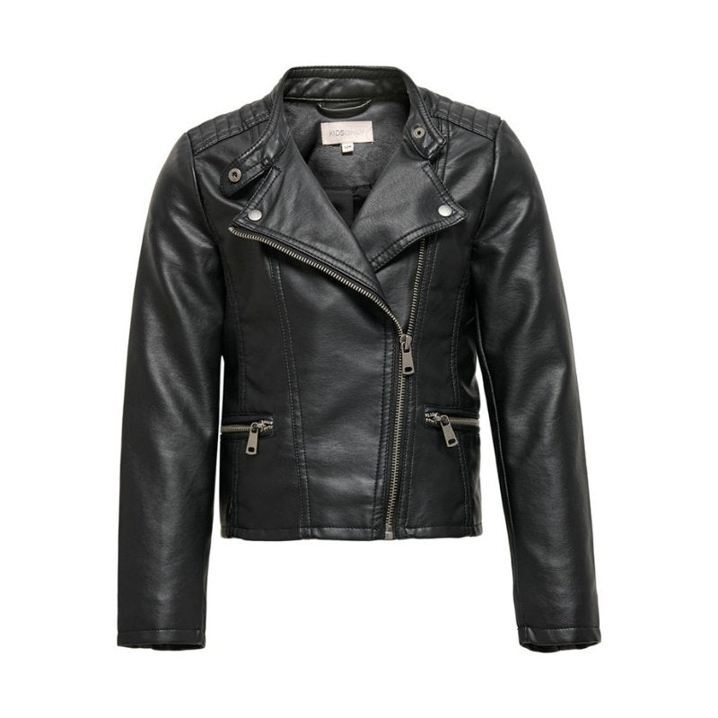 Zwarte faux leather biker jacket Freya - Capuchon Fashion