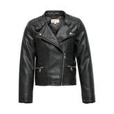 Zwarte faux leather biker jacket Freya - Capuchon Fashion