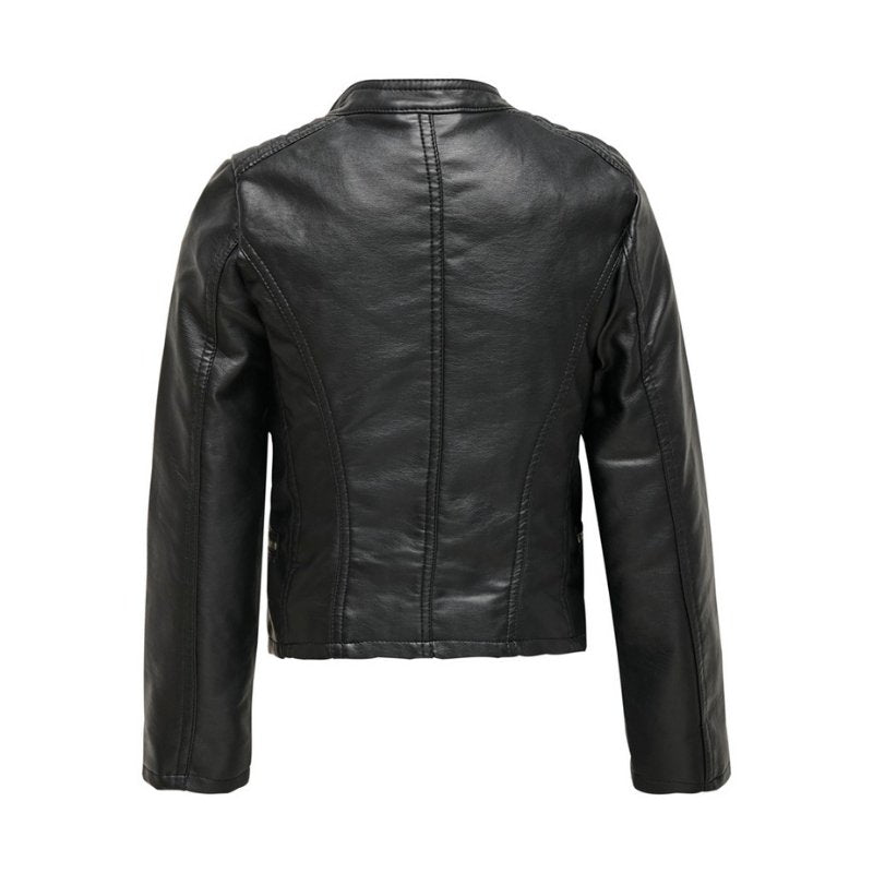 Zwarte faux leather biker jacket Freya - Capuchon Fashion