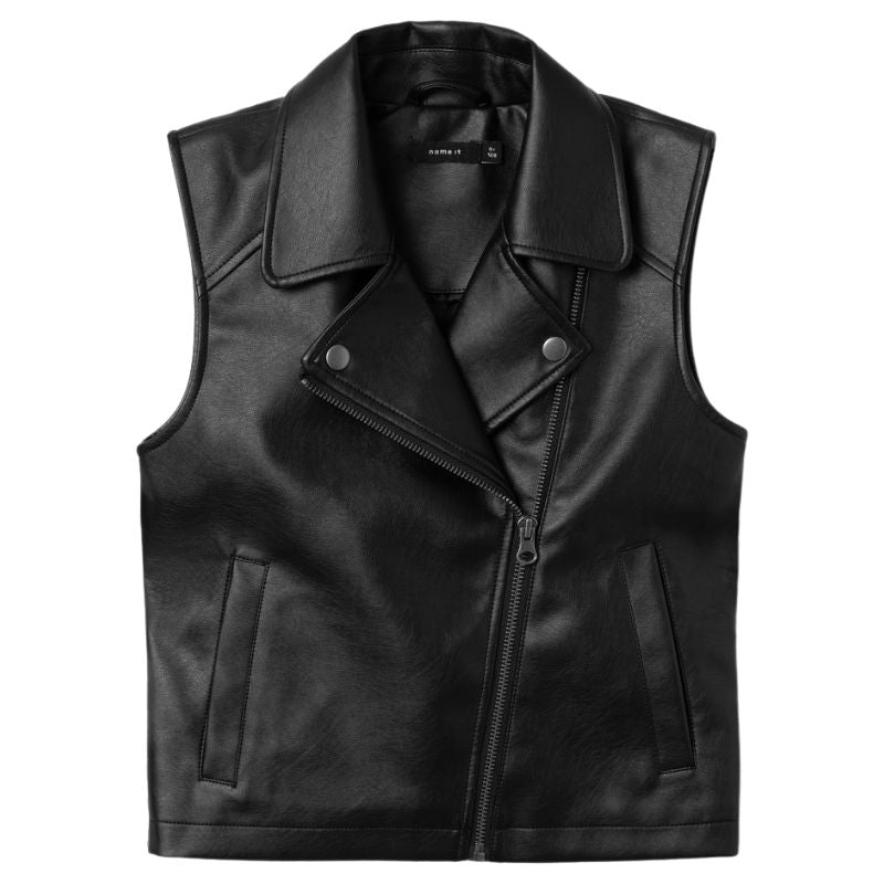 Zwarte gilet Madina PU - Capuchon Fashion