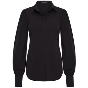 Zwarte uni blouse 202037 - Capuchon Fashion